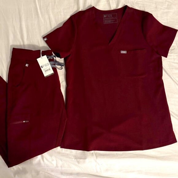 (NEW) FIGS Burgundy Scrub Set